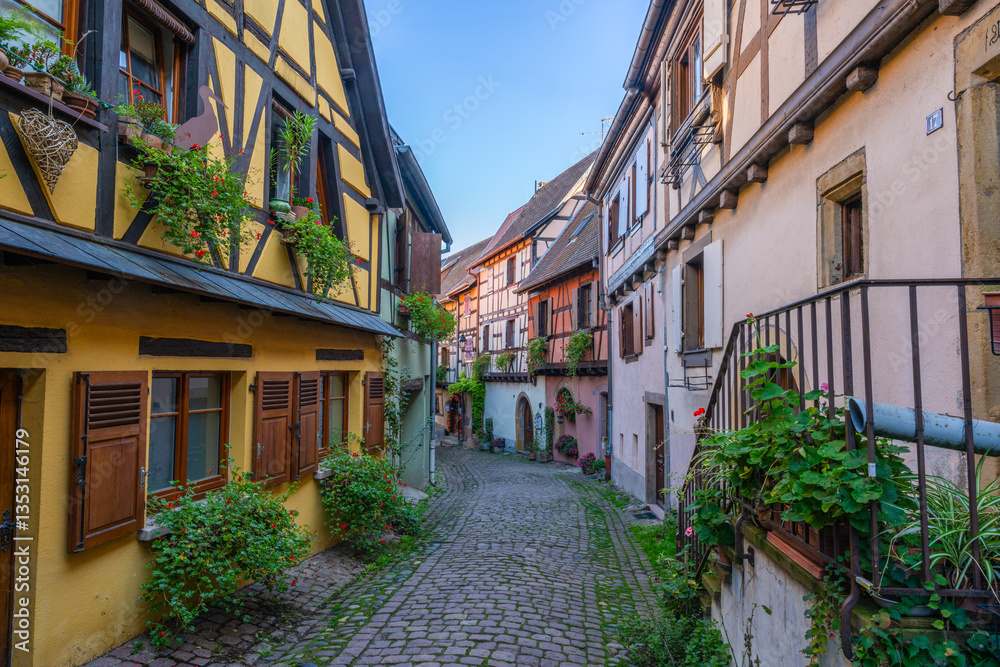 Fototapeta premium Eguisheim is a medieval village in France’s Alsace wine region, France