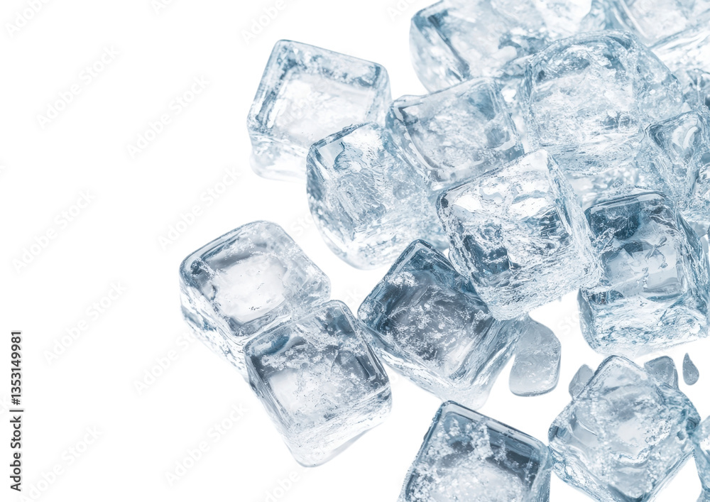 Realistic Ice Cubes with Transparent and Frosty Edges. Isolated on a Transparent Background Realistic Ice Cubes with Transparent and Frosty Edges. Isolated on a Transparent Background