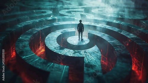 High detail representation of an investor standing at a financial crossroads choosing between safe and high risk investments symbolizing psychological risk assessment