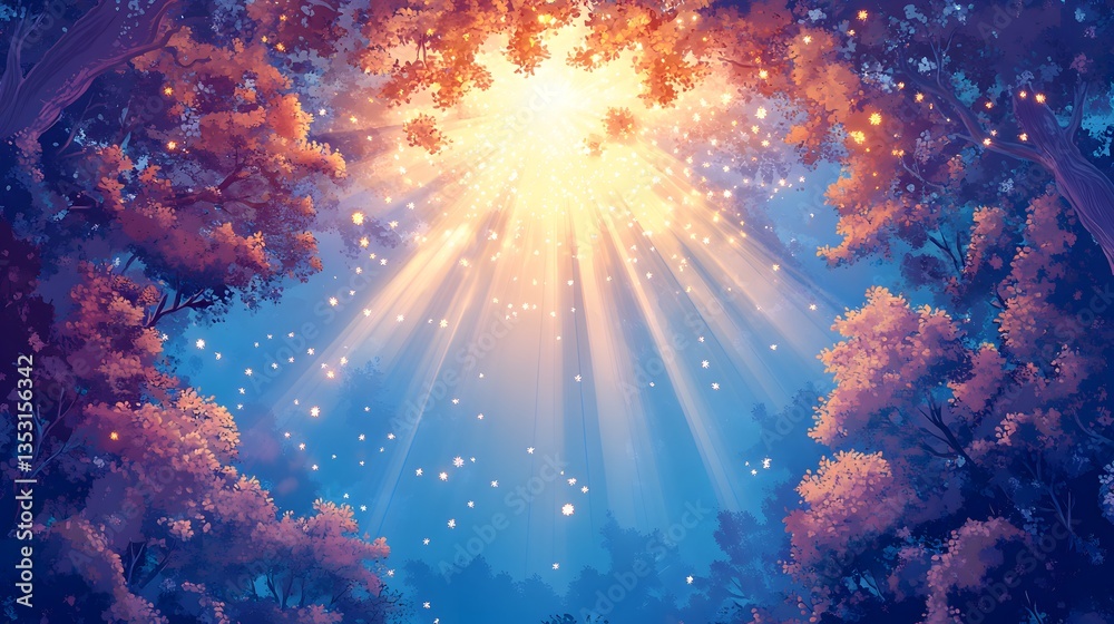 Fototapeta premium Exploration of Luminescent Enchantment in the Depths of a Fan - Stock Photo