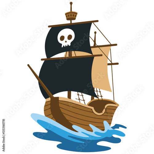 Pirate ship with black sails��