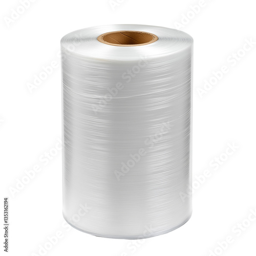 Plastic Stretch Film Roll | Transparent Industrial Wrapping Material Isolated