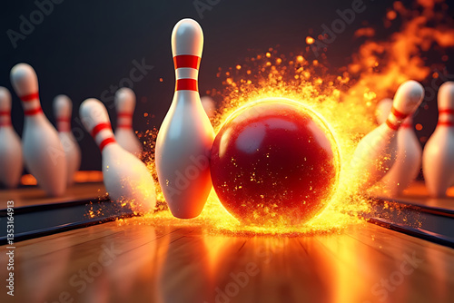 Exciting bowling action bowling alley sports photo dynamic environment close-up concept