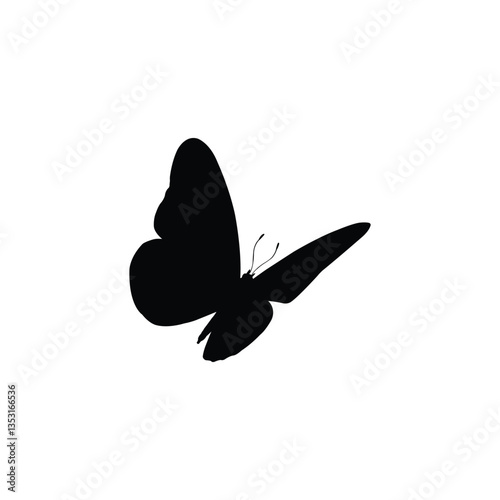 Minimalist moth insect silhouette on transparent background