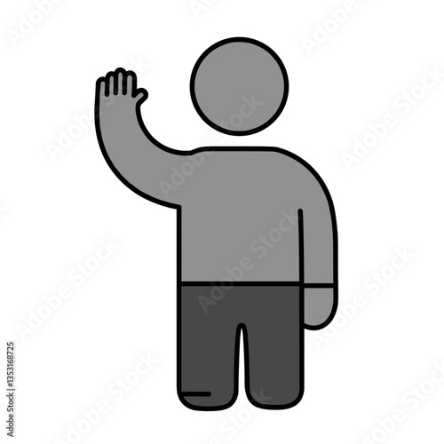 Person Waving Goodbye Minimalist Style - Farewell Gesture, Parting, Communication Concepts