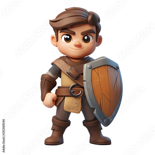 Wallpaper Mural 3D Rendered Child Knight Character With Shield Torontodigital.ca