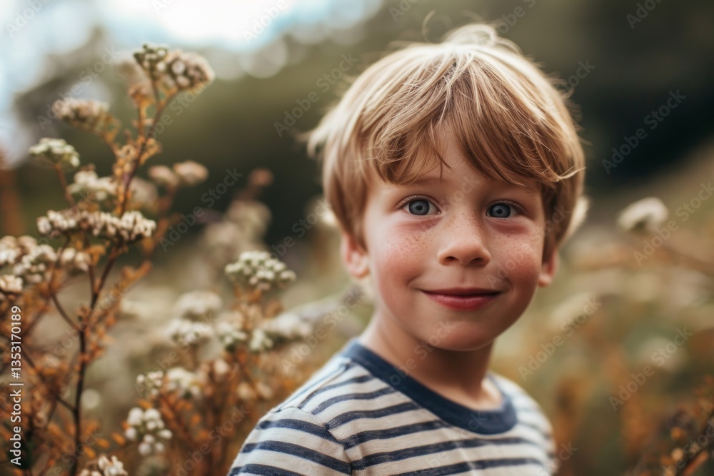 Portrait of a cute little boy with blue eyes smiling in the field Portrait of a cute little boy with blue eyes smiling in the field