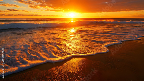 Ocean sunset beach waves golden hour landscape travel