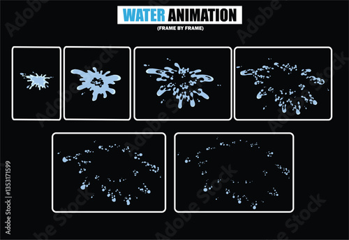 animation sprite sheet of water splash, liquid splashes, dripping water, ripples animation, fountain water fall animation, liquid water explosion, sprite sheet of water, splash effect