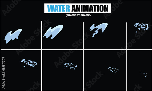 animation sprite sheet of water splash, liquid splashes, dripping water, ripples animation, fountain water fall animation, liquid water explosion, sprite sheet of water, splash effect