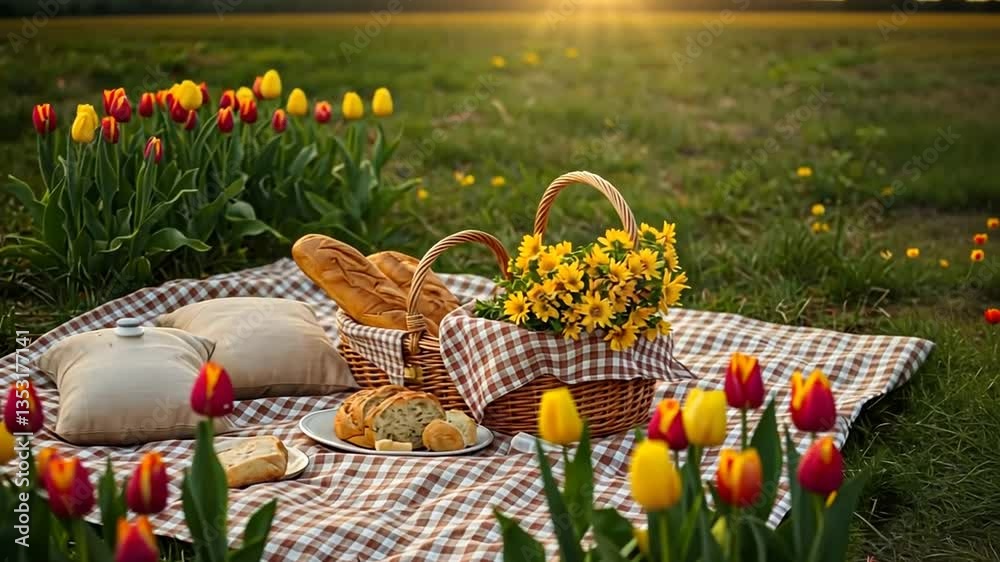 Picnic with Flowers in Vase