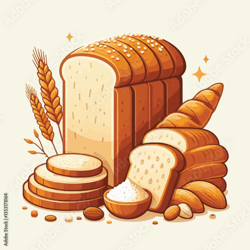 food, bread, breakfast, bakery, healthy, fresh, wheat, loaf, grain, white, isolated, brown, slice, homemade, flour, crust, background, nutrition, meal, delicious, eat, snack, bake, closeup, toast, ill