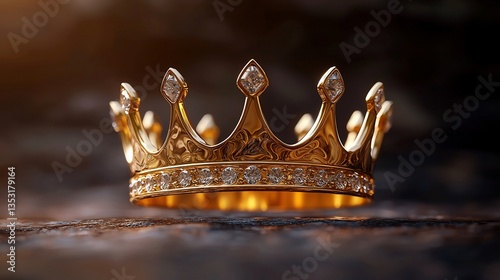Obraz na płótnie Golden crown with diamonds on dark background. w salonie