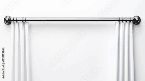 Close-up studio shot of a chrome towel rail mounted on a white wall. The rail is horizontal with vertical tubes extending down.  The image is sharply focused, exhibiting minimal texture except for