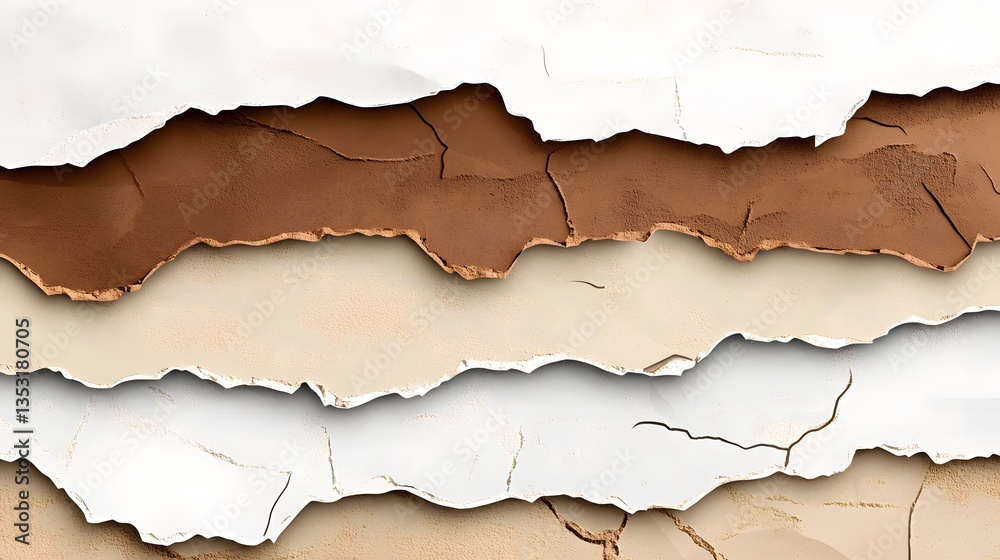 Fototapeta premium Rustic Earthy Brown, Beige, and White Torn Paper Background for Design Projects