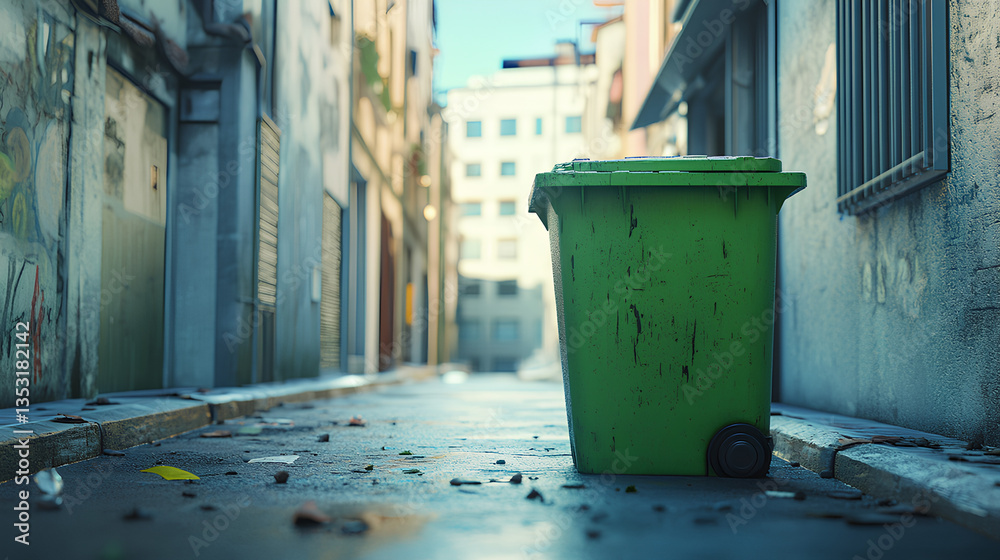 Obraz premium trash bins on city streets, green, and recycling