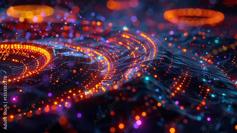 Vibrant conceptual visualization of AI powered trading algorithms risk assessment models and fraud detection systems operating in real time symbolizing AI driven financial decision making
