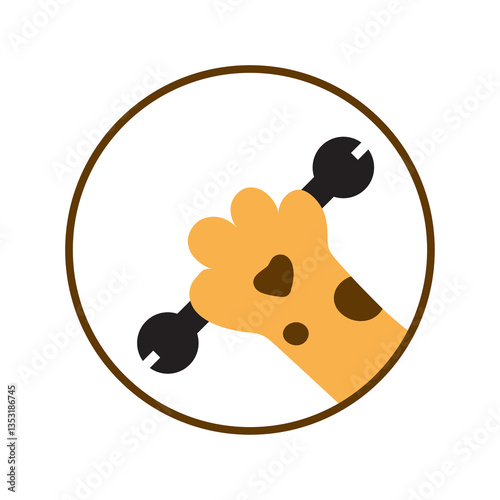 Happy Labor Day.Cute cartoon design, cat paw with a black wrench in circle.Celebrate international worker day, holiday in May Day.