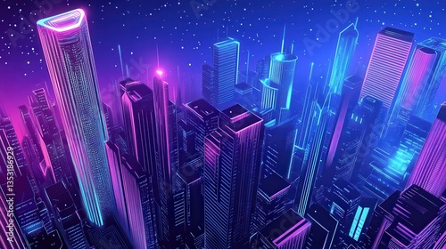 Neon Cityscape Futuristic Metropolis at Night. (1)