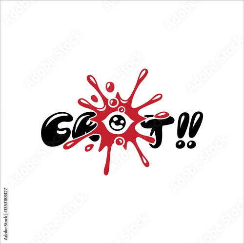 Crot writing with a stiff writing styleThe word crot is decorated with one eye. It can be used as a graphic design, sticker The word crot is decorated with one eye