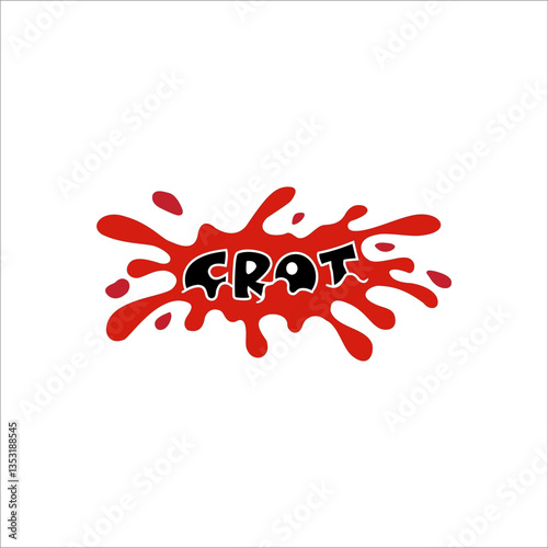 The writing crot is drowning in red water droplets