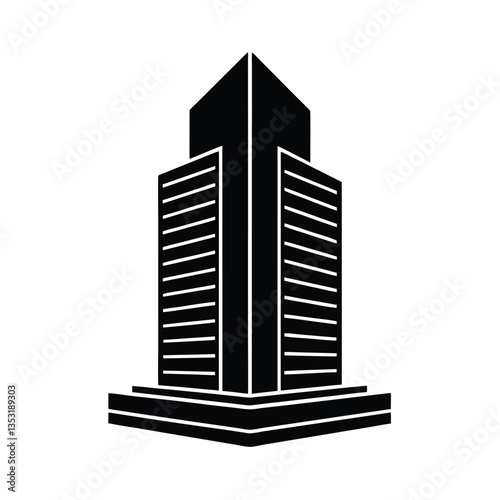 Silhouette of a Modern Skyscraper: This image showcases a sleek black and white silhouette of a modern skyscraper, exuding a sense of strength and ambition.