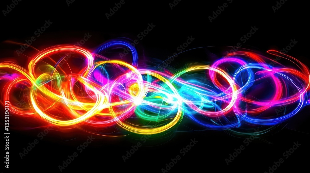 A glowing neon light creating vibrant colors against a dark background. A glowing neon light creating vibrant colors against a dark background.