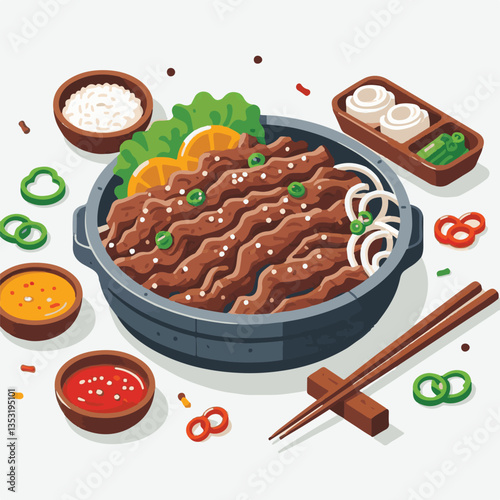 cuisine, meal, dish, meat, bulgogi, delicious, dinner, restaurant, beef, cooking, lunch, traditional, food, healthy, gourmet, asian, background, menu, spicy, plate, bbq, korean, korean food, barbecue,