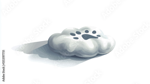 A digital illustration of a stylized, three-dimensional white object resembling a rounded, slightly irregular shape. The object is predominantly white with a subtle, soft shadow cast beneath it,