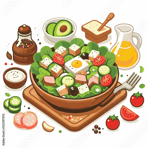 healthy, lunch, food, cheese, meal, lettuce, fresh, salad, green, gourmet, bread, parmesan, delicious, sauce, vegetable, dinner, caesar, bowl, chicken, appetizer, cuisine, dish, crouton, grilled, plat