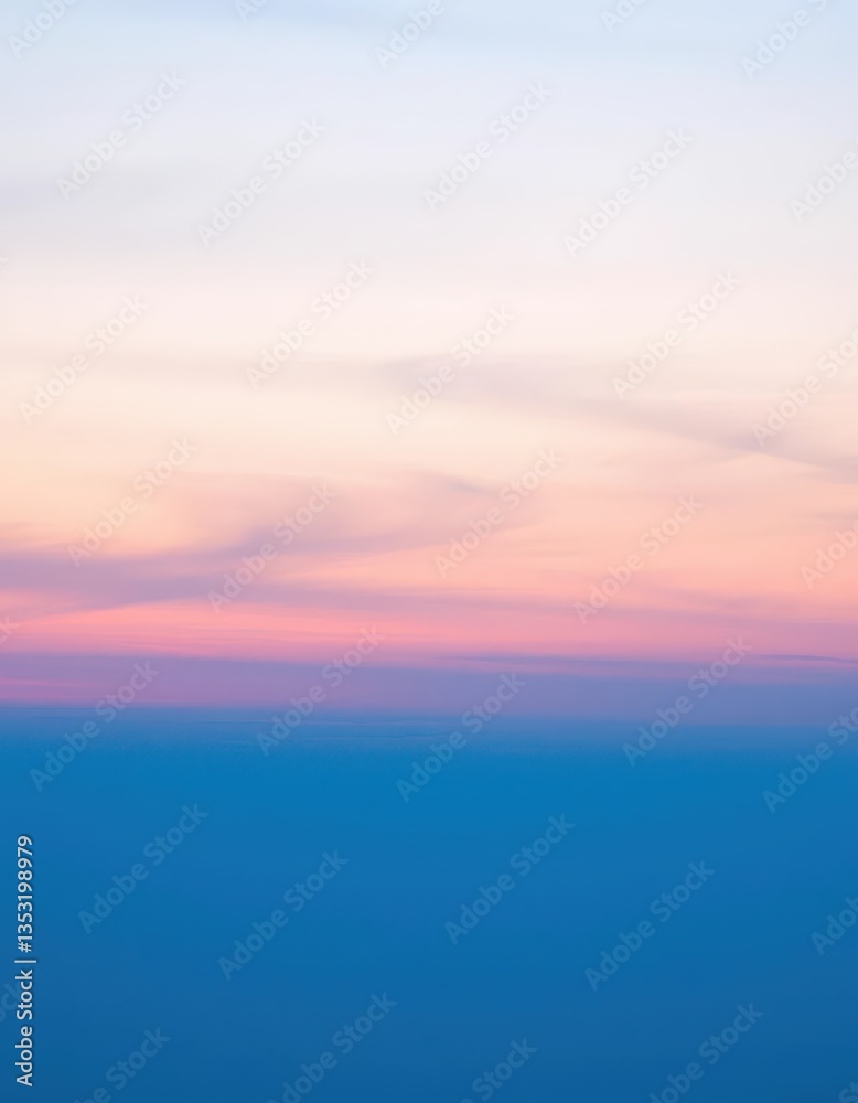 Obraz premium Soft blue twilight sky merging with warm sunset hues, ethereal and peaceful, peaceful sky, glow, heaven