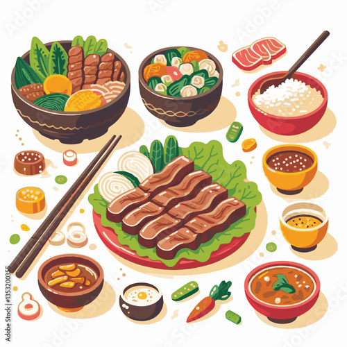 cuisine, meal, dish, meat, bulgogi, delicious, dinner, restaurant, beef, cooking, lunch, traditional, food, healthy, gourmet, asian, background, menu, spicy, plate, bbq, korean, korean food, barbecue,