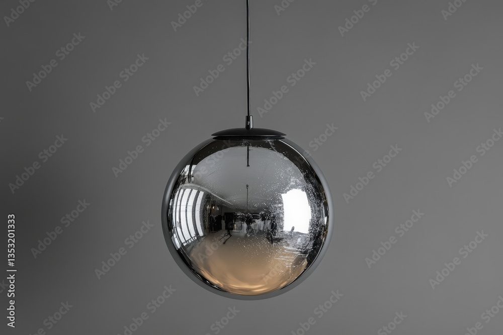 Fototapeta premium A Shiny Metallic Sphere Lamp Hanging From the Ceiling