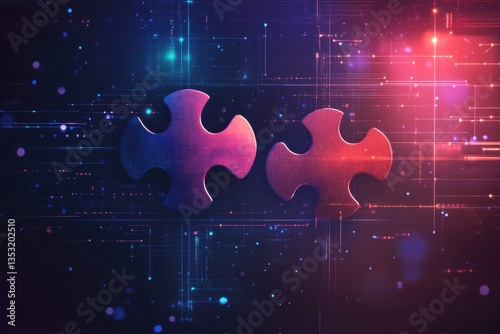 Abstract tech background with interlocking puzzle pieces, API concept