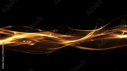 Abstract gold waves on a black background