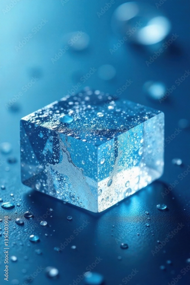 Ice crystal lattice structure on a blue surface, glacial ice, icy landscape, frosty atmosphere Ice crystal lattice structure on a blue surface, glacial ice, icy landscape, frosty atmosphere