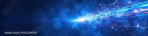 Abstract representation of light speed, hyperspace, and space warp on a vibrant blue background, light speed,  cosmic
