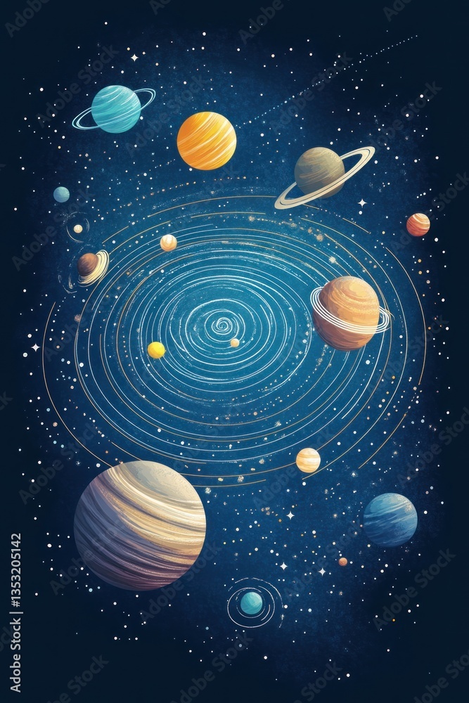 Fototapeta premium An artistic illustration of the planets in the solar system