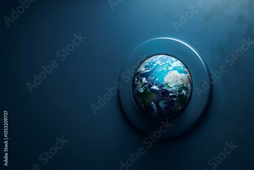 turning off switch with Earth outline embedded, power saving concept in