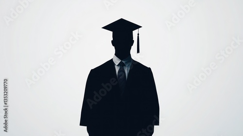 Icono plano silueta profesor universidad en fondo degradado
