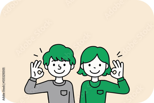 Two People Giving Okay Sign: Positive Approval and Agreement Vector Art