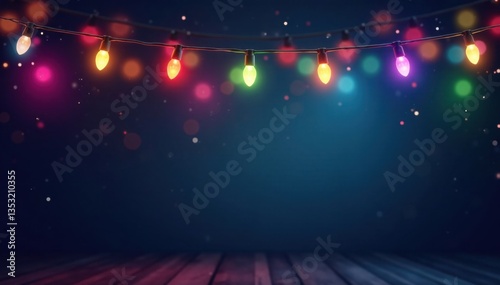 Colorful retro holiday Christmas lights string hanging on a seamless background vector border , holiday, decoration, vector