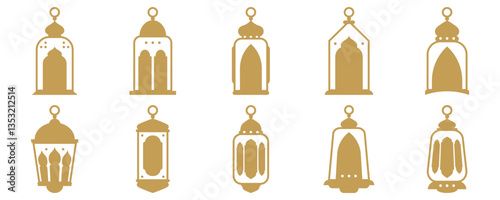 Islamic lantern silhouette. Elegant islamic lamps vector isolated.