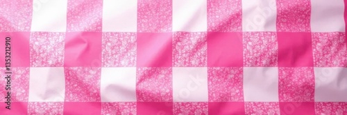 Crisp, bold pink and white check pattern, close-up, comfort, image