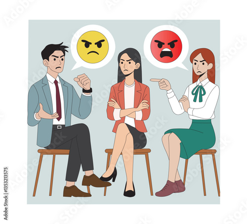 Workplace Conflict and Angry Team Discussion. Office Argument & Disagreement.