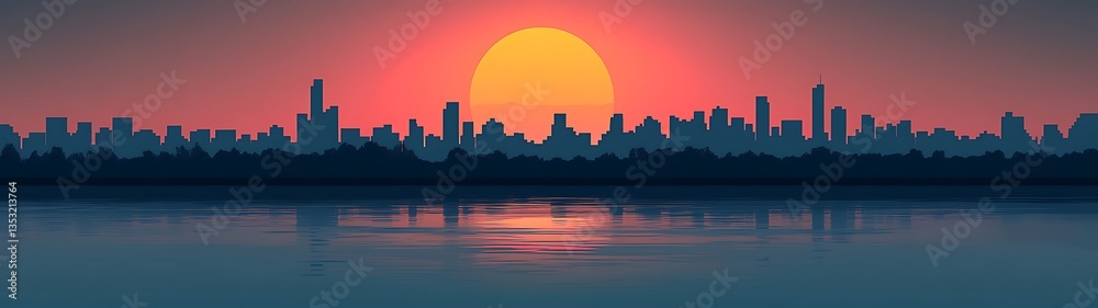 Fototapeta premium City Sunset Silhouette.