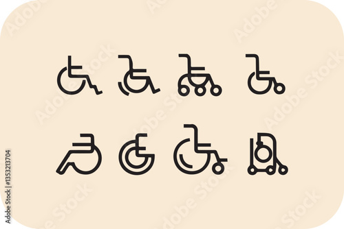 Wheelchair Icon Set: Accessibility, Disability, and Mobility Vector Symbol Collection