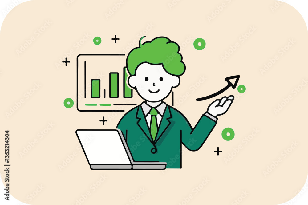 Business Growth Visualization: Laptop, Bar Graph, and Upward Arrow Business Growth Visualization: Laptop, Bar Graph, and Upward Arrow