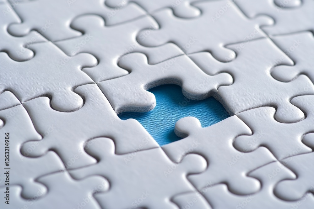 Missing jigsaw puzzle piece on blue background. Missing jigsaw puzzle piece on blue background.