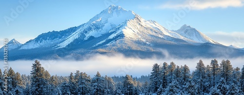 Majestic snow-covered mountain scenery.
